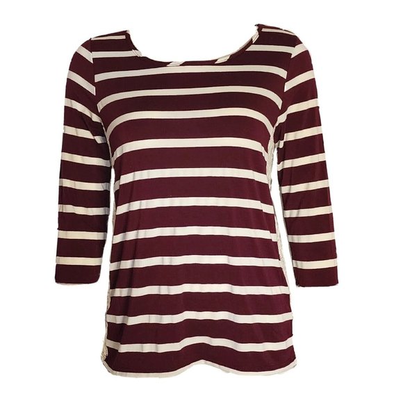 PAPERMOON Stitch Fix Purple White Striped Lace Detail Top Womens Size S Small - Picture 1 of 5